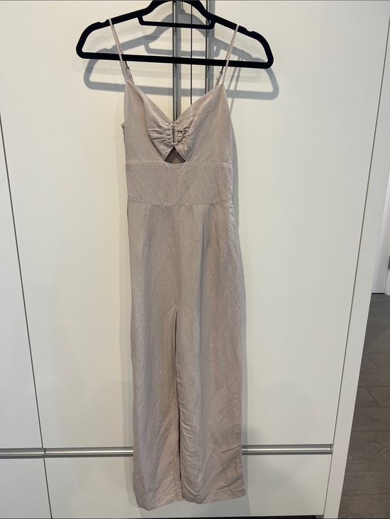 INTERMIX Pants - Intermix Women’s Sleeveless Cutout-Front Wide-Leg Jumpsuit in Light Beige